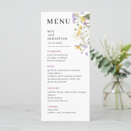 Wildflower Lila bruiloft Menu
