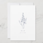 Wildflower Line Art Periwinkle Wedding Kaart (Achterkant)
