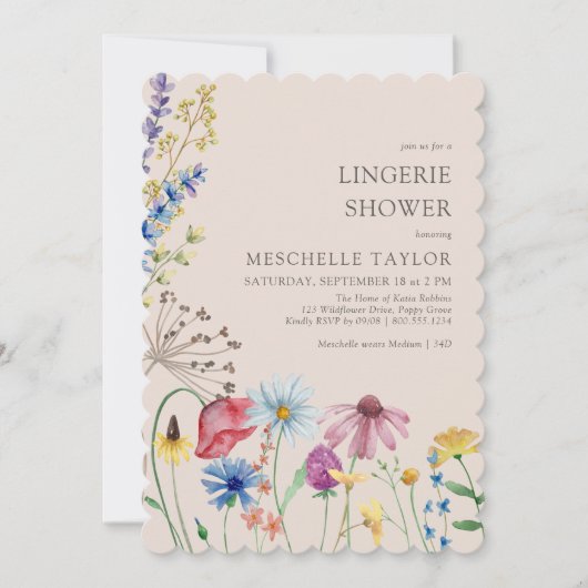 Wildflower Lingerie Shower Rustic Botanical Kaart (Voorkant)