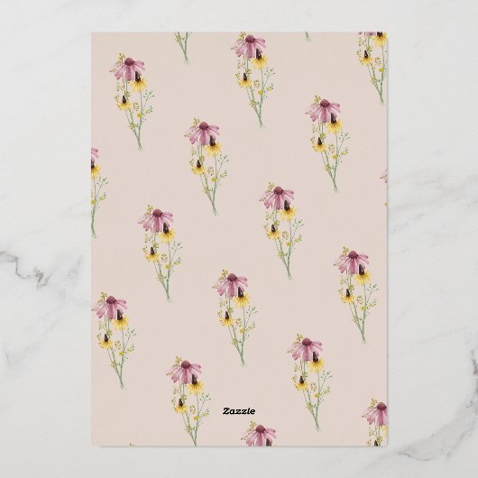 Wildflower Lingerie Shower Rustic Roos Gold Folie Uitnodiging (Achterkant)