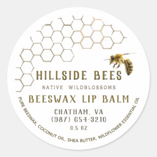Wildflower Lip Balm Label met Honingraat & Bijen