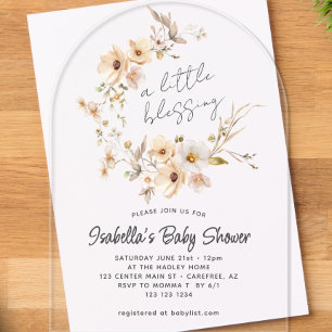 Wildflower Little Blessing Baby shower Acryl Uitnodigingen