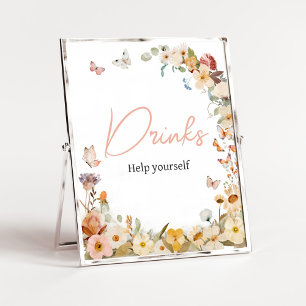 Wildflower Little Butterfly Baby shower Drinken Poster