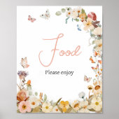Wildflower Little Butterfly Baby shower Eten Poster (Voorkant)