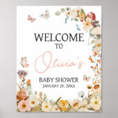 Wildflower Little Butterfly Baby shower Welkom Poster (Voorkant)