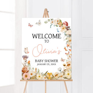 Wildflower Little Butterfly Baby shower Welkom Poster