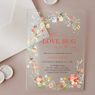 Wildflower Love Bug Baby Shower Acryl Uitnodigingen