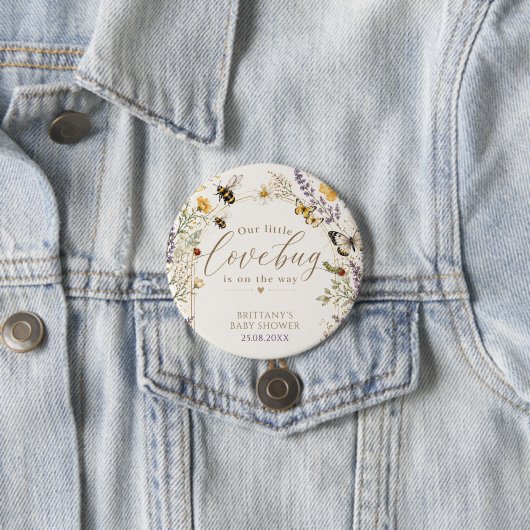 Wildflower Love Bug Baby Shower Ronde Button 7,6 Cm (In situ)
