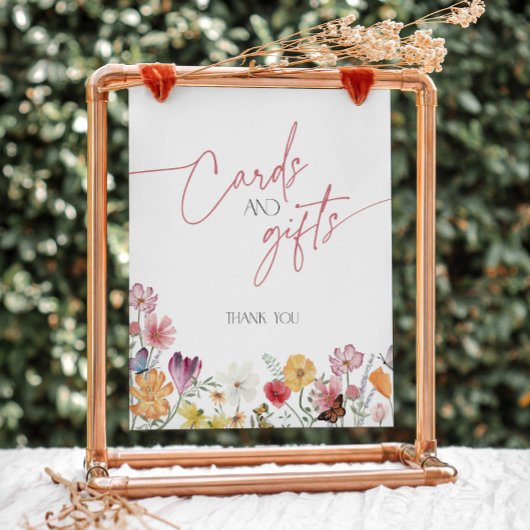 Wildflower Love in Bloom Butterfly Kaarten en gesc Reclamebord Met Voetstuk