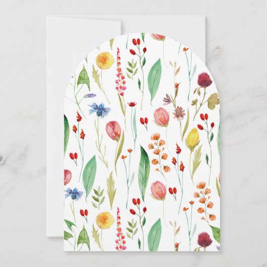 Wildflower Love in Bloom Pattern Back Shower Arch Kaart (Achterkant)