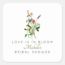 Wildflower Love is in Bloom Bruidsfeestje Vierkante Sticker