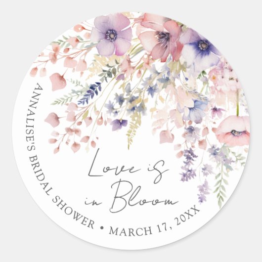 Wildflower Love is in Bloom Floral Vrijgezellenfee Ronde Sticker (Voorkant)
