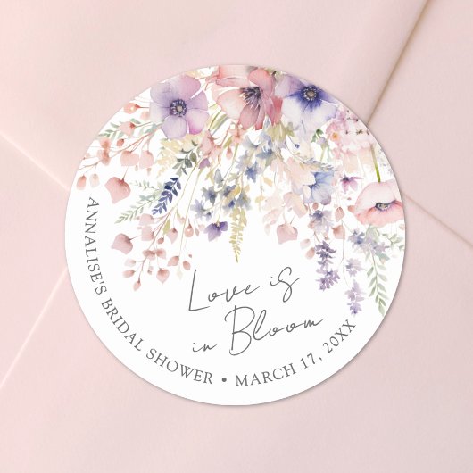 Wildflower Love is in Bloom Floral Vrijgezellenfee Ronde Sticker