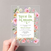 Wildflower Love ligt in het Bloom Garden Vrijgezel Acryl Uitnodigingen (Insitu (Draagbaar))