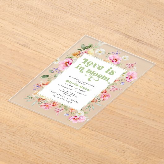 Wildflower Love ligt in het Bloom Garden Vrijgezel Acryl Uitnodigingen (Laagn)