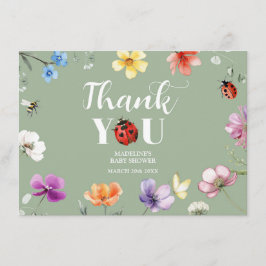 Wildflower Lovebug Baby Shower Bedankkaart Informatiekaartje