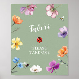 Wildflower Lovebug Baby Shower Favoren Poster