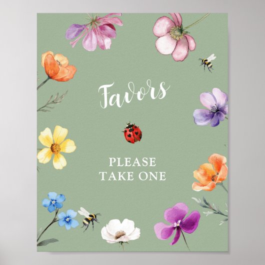 Wildflower Lovebug Baby Shower Favoren Poster (Voorkant)