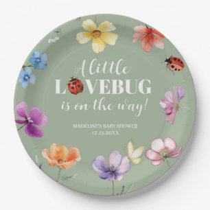 Wildflower Lovebug Baby Shower Papieren Bordje