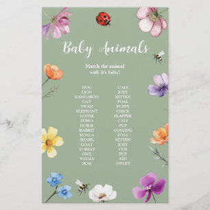 Wildflower Lovebug Baby Shower Spelbord