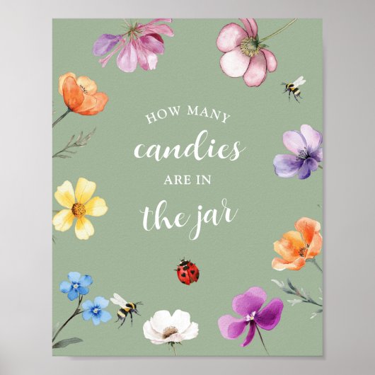 Wildflower Lovebug Baby Shower Spelbord Poster (Voorkant)