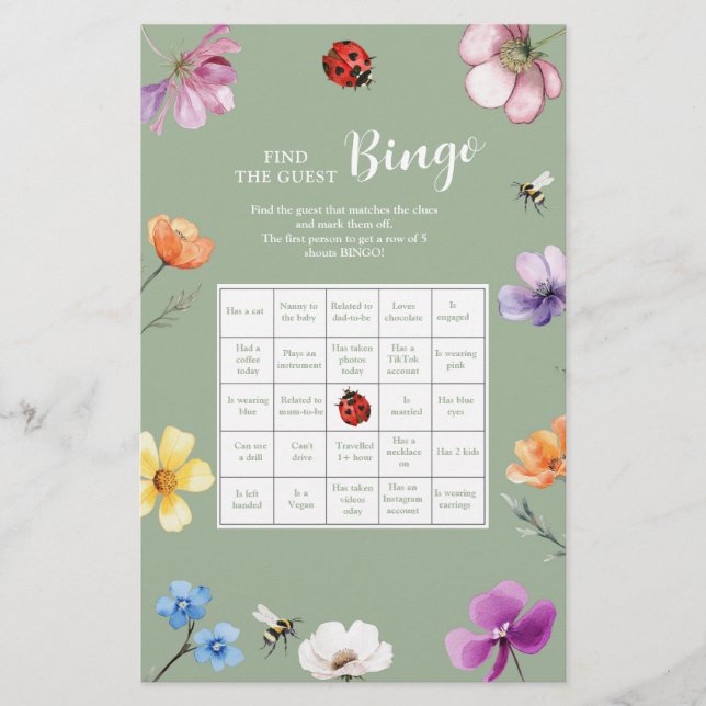 Wildflower Lovebug Vind De Gast Bingo (Voorkant)