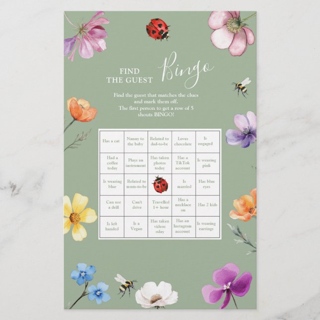 Wildflower Lovebug Vind De Gast Bingo (Voorkant)