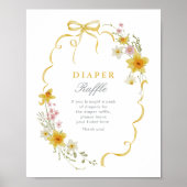 Wildflower Luier Raffle Floral Bow Baby shower Poster (Voorkant)