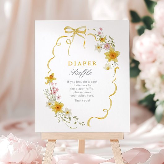 Wildflower Luier Raffle Floral Bow Baby shower Poster
