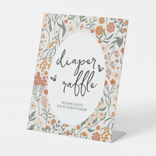 Wildflower Luier Raffle Game Reclamebord Met Voetstuk (Voorkant)