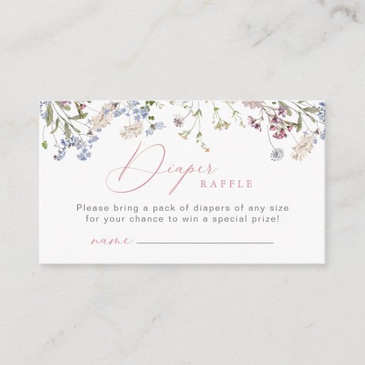 Wildflower Luier Raffle Insert Aanvraag Meisje Roz Informatiekaartje (Voorkant)