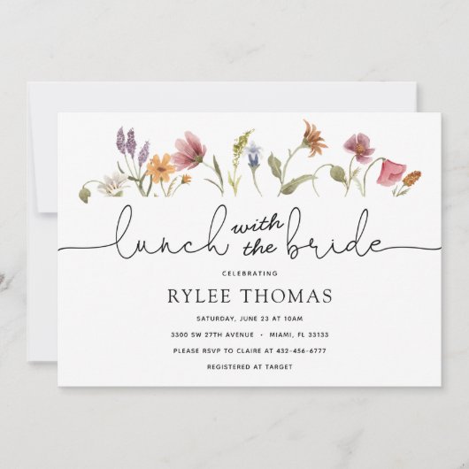 Wildflower Lunch met de bruidsdouche uitnodiging (Voorkant)