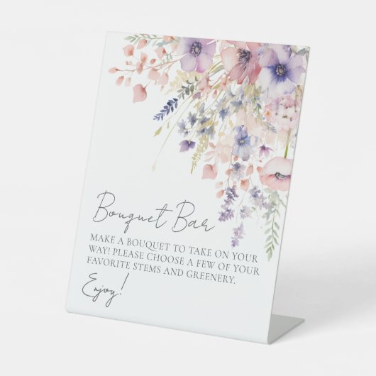 Wildflower Maak een Boeket Bloemenbar Reclamebord Met Voetstuk (Voorkant)