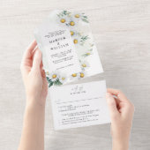 Wildflower madeliefjes RSVP Bijgevoegde bruiloft All In One Uitnodiging (Afscheurbaar)