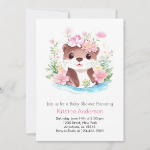 Wildflower Magic Otter Roze Meisje Baby shower Kaart