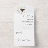 Wildflower Mallard Duck bruiloft All In One Uitnodiging (Binnen)