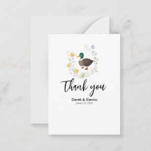 Wildflower Mallard Duck Wedding Note Kaart Notitiekaartje