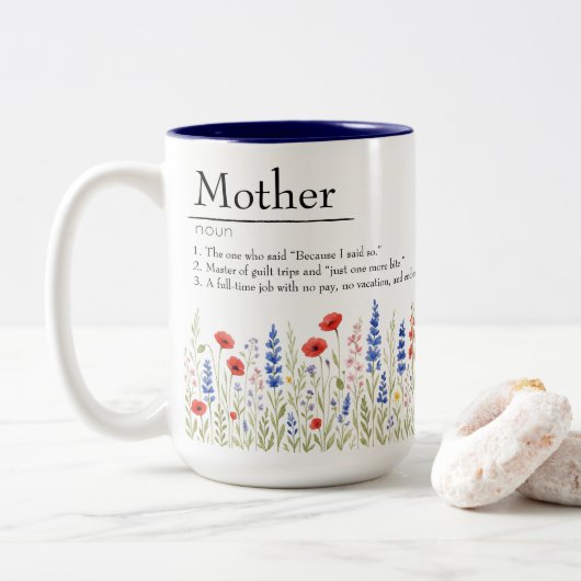 Wildflower Mama Mok – Sarcastisch Moederdag cadeau (Met donut)