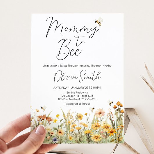 Wildflower Mama naar Bee Baby shower Kaart