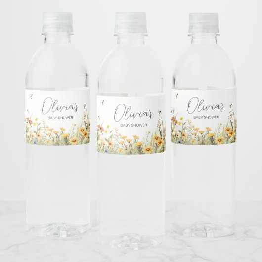 Wildflower Mama naar Bee Baby shower Waterfles Etiket (Flessen)