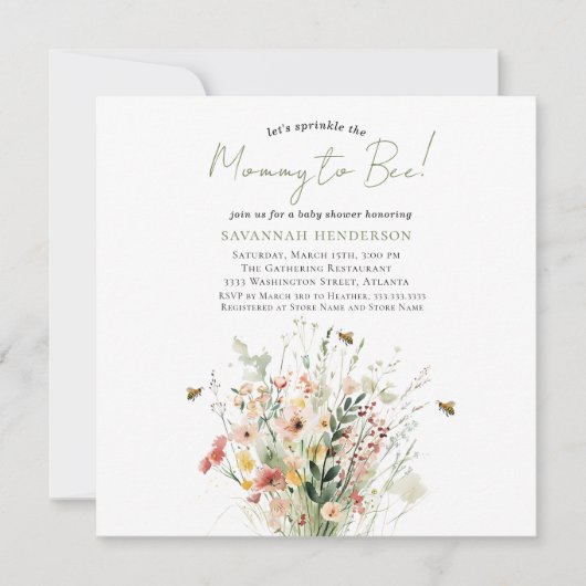 Wildflower Mama naar Bee Sprinkle Baby shower Kaart (Voorkant)