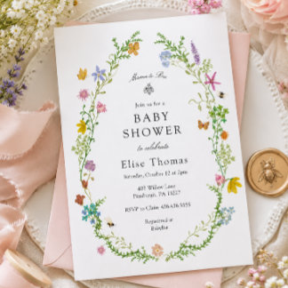 Wildflower Mama naar Bij Baby Shower Kaart