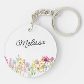 Wildflower mama Nana Great Grandma and First Name Sleutelhanger (Achterkant)