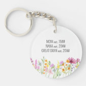 Wildflower mama Nana Great Grandma and First Name Sleutelhanger (Voorkant)