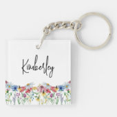 Wildflower mama Nana Grote grootmoeder gepersonali Sleutelhanger (Achterkant)