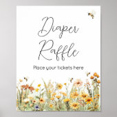Wildflower Mama to Bee Baby shower Luier Raffle Poster (Voorkant)