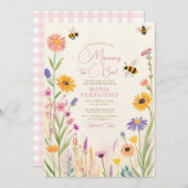 Wildflower Mama to Bee Baby shower Roze Kaart (Voorkant / Achterkant)