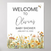 Wildflower Mama to Bee Baby shower Welkom Poster (Voorkant)