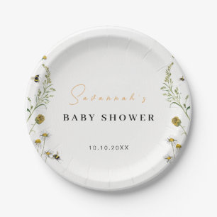 Wildflower mama wordt genderneutraal Baby shower Papieren Bordje