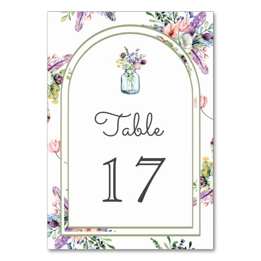 Wildflower Mason Jar Arch Wedding Kaart (Voorkant)